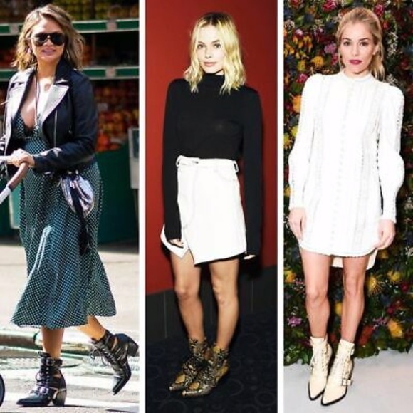 CHLOE RYLEE PINK LEATHER CUTOUT ANKLE BOOTS - Picture 13 of 13